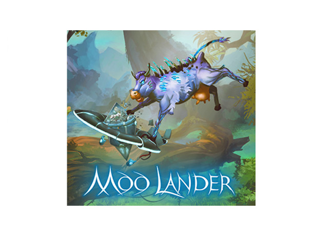 Game art and portfolio cover for Moo Lander (PC, Xbox, Playstation, Switch).